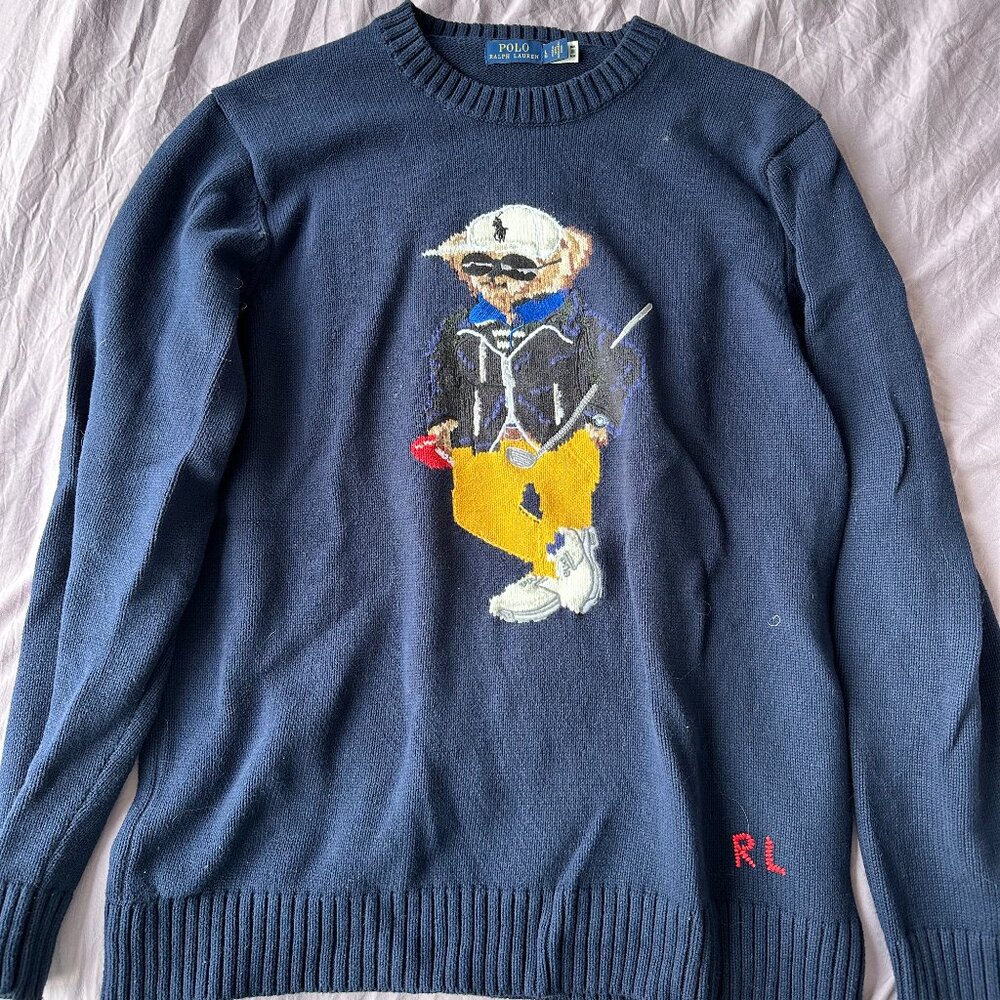 Ralph Lauren bear printed knit sweater